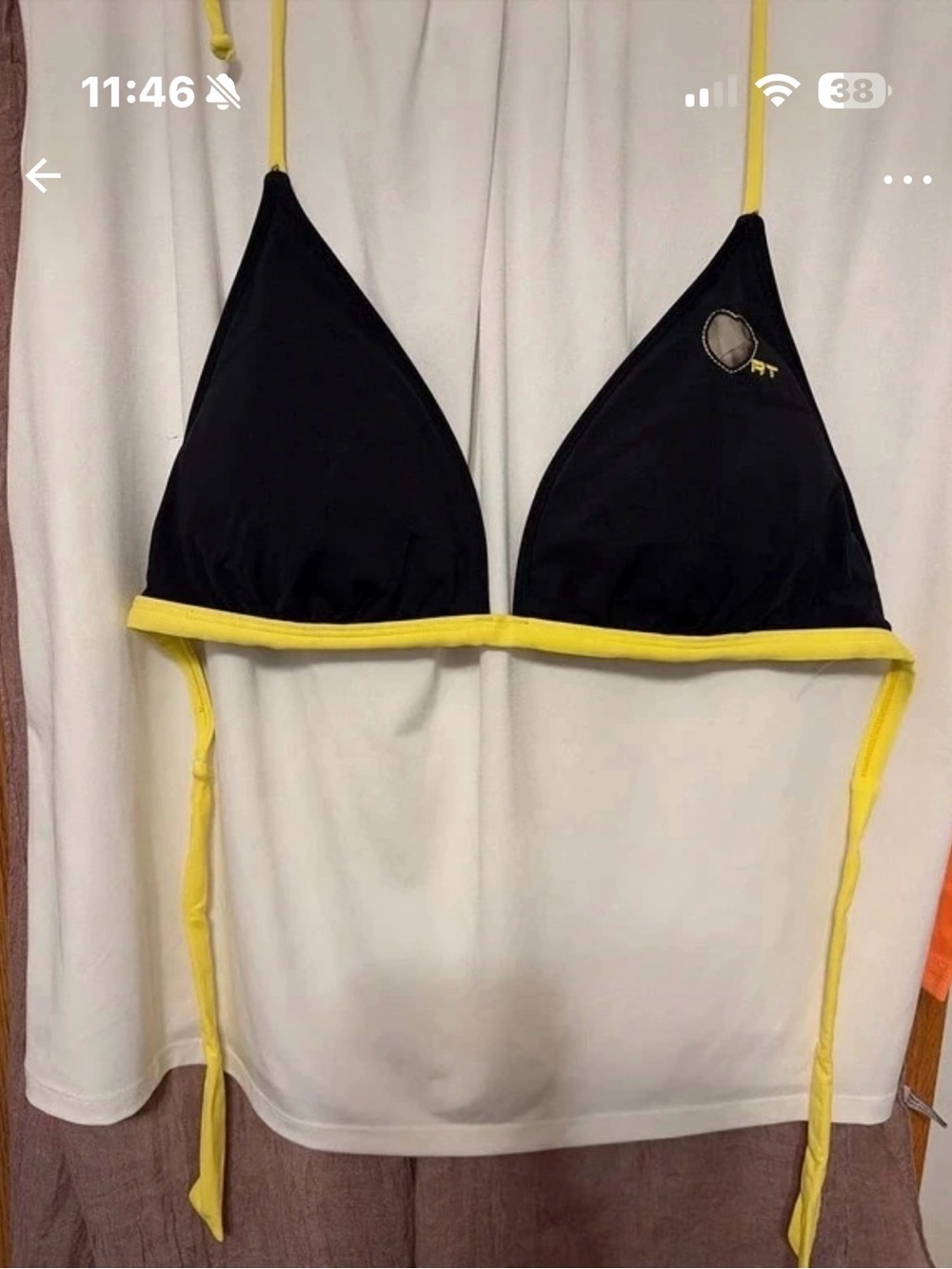 Realtree Black and Yellow Triangle Bikini Top